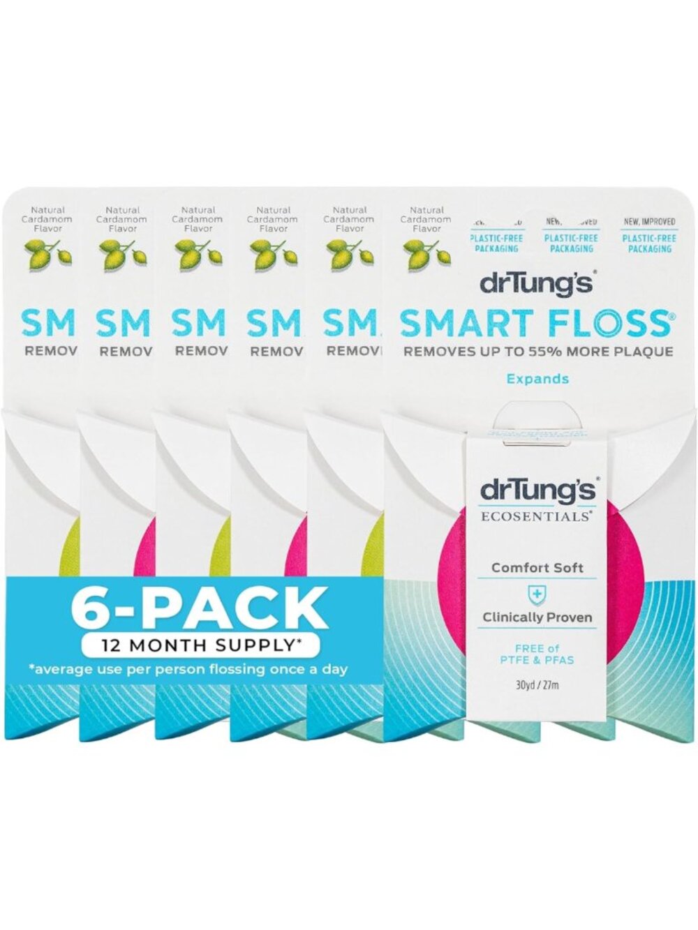 Natural Cardamom Dental Floss - Pack of 6, Gentle on Gums, Eco-Friendly
